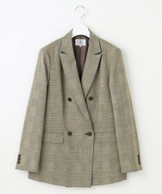 J.PRESS LADIES S モナベールツイル チェック ダブル ジャケット ブラウンチェック系