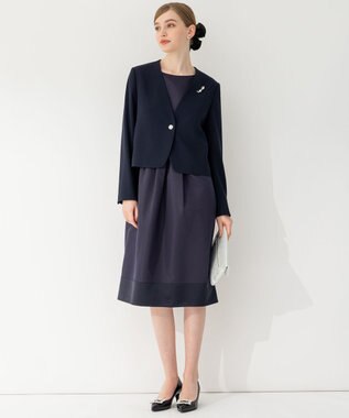 23区 L 【APPLAUDIR】グログランロイヤル ドレス ネイビー系