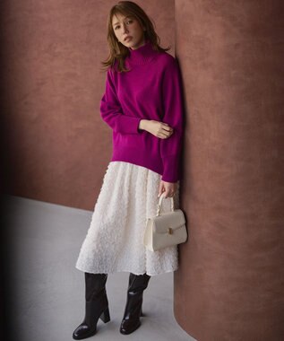 組曲 S ウールカシミヤミックス ロールネックニット パープル系