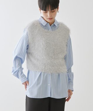 AMERICAN HOLIC 選べる丈２サイズ前後２ｗａｙシャギーベスト Gray