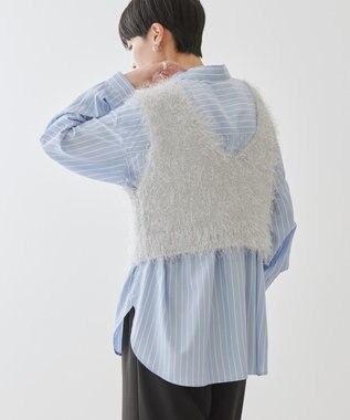 AMERICAN HOLIC 選べる丈２サイズ前後２ｗａｙシャギーベスト Gray