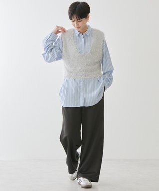 AMERICAN HOLIC 選べる丈２サイズ前後２ｗａｙシャギーベスト Gray