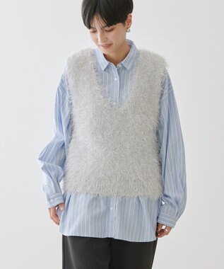 AMERICAN HOLIC 選べる丈２サイズ前後２ｗａｙシャギーベスト Gray