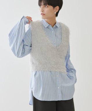 AMERICAN HOLIC 選べる丈２サイズ前後２ｗａｙシャギーベスト Gray