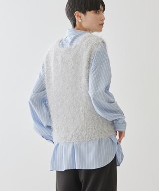 AMERICAN HOLIC 選べる丈２サイズ前後２ｗａｙシャギーベスト Gray