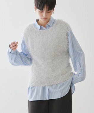 AMERICAN HOLIC 選べる丈２サイズ前後２ｗａｙシャギーベスト Gray