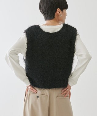 AMERICAN HOLIC 選べる丈２サイズ前後２ｗａｙシャギーベスト Black