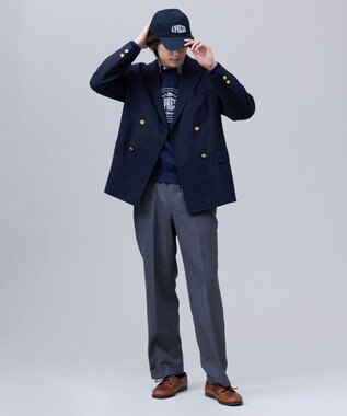 J.PRESS MEN 【J.PRESS ORIGINALS】【UNISEX】Wool Polyester Stretch Toropical 4B Blazer / Baggy-Fit ネイビー系