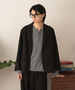 WEGO リングドットヘンリーネックプルオーバー グレー