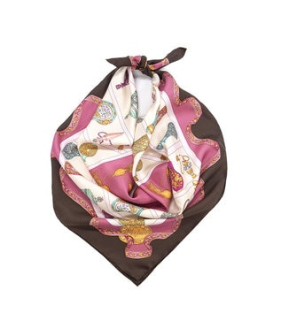 Marca 【伝統横濱スカーフ】香水瓶   大判 シルクツイル スカーフ ピンク