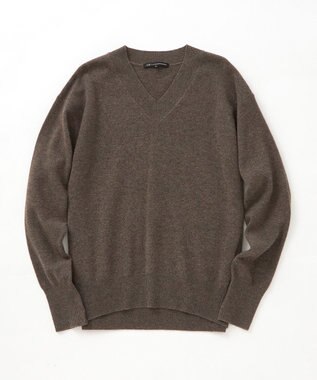 23区 L CARIAGGIウールカシミヤ Vネック ニット ダークブラウン系
