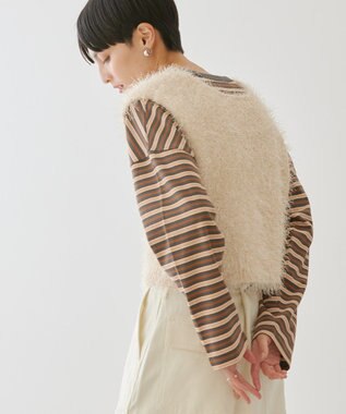 AMERICAN HOLIC 選べる丈２サイズ前後２ｗａｙシャギーベスト Ivory