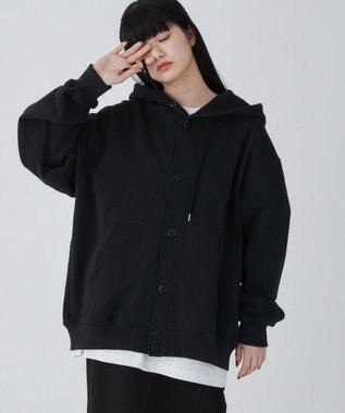 WEGO 【ユニセックス着用ITEM】スウェットボタンカーディガン ブラック