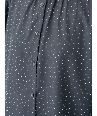 Green Parks ＢＰ　ケア楽　スタンドフリルブラウス Dot Black