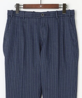 JOSEPH ABBOUD 【清涼/軽量/ストレッチ】ミックスリネンストライプ イージーパンツ ネイビー系1