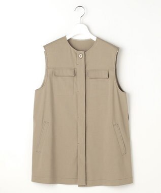 自由区 S 【セットアップ対応】リネンストレッチ ジレ カーキ