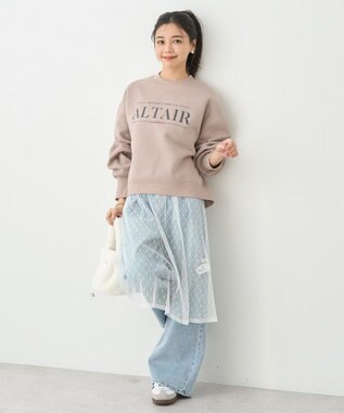 earth music&ecology アソートロゴショートスウェット Pink Beige