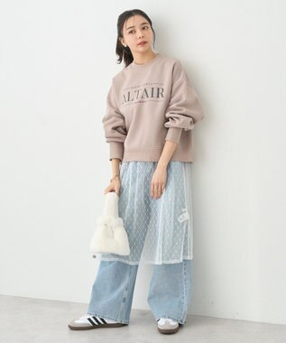 earth music&ecology アソートロゴショートスウェット Pink Beige