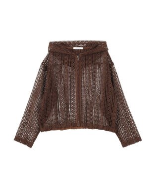 AMERICAN HOLIC 【先行予約】幾何学レースフードシャツ Brown
