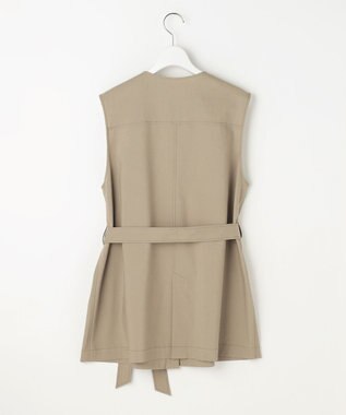 自由区 S 【セットアップ対応】リネンストレッチ ジレ カーキ