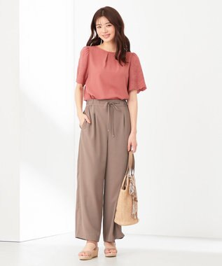 ANY SIS L 【洗える】エンブロイダリーフレアスリーブ ブラウス オレンジ