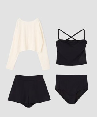 San-ai Resort（三愛水着楽園） 【WEB限定】ニットレーストップス付き4点セット水着 オフホワイト