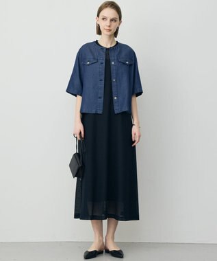 ICB L 【先行予約】サマーレノクロス フレアワンピース ネイビー×ブラック