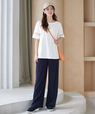 Tiaclasse 「サマケア」レーススリーブトップス オフホワイト