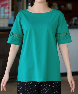 Tiaclasse 「サマケア」レーススリーブトップス グリーン