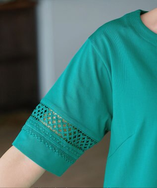 Tiaclasse 「サマケア」レーススリーブトップス グリーン