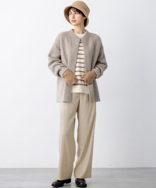 23区 【見上愛さん着用/Oggi10月号掲載/洗える】スエーディーサテン ワイド パンツ ベージュ系