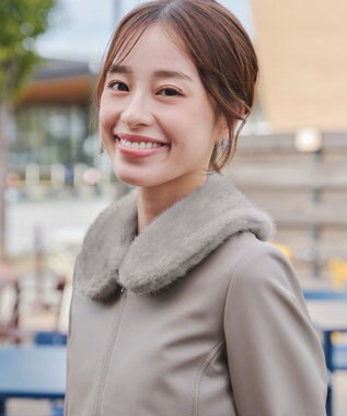 Tiaclasse エコファー付け襟ティペット グレージュ