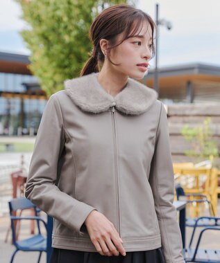 Tiaclasse エコファー付け襟ティペット グレージュ