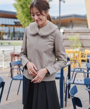 Tiaclasse エコファー付け襟ティペット グレージュ