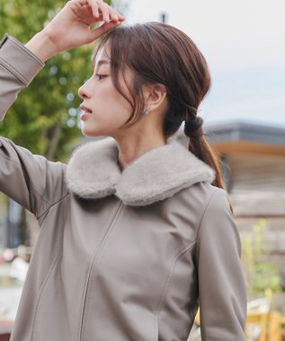 Tiaclasse エコファー付け襟ティペット グレージュ