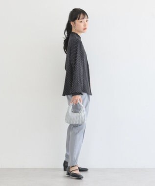 earth music&ecology フリルピンタックブラウス Dot Black