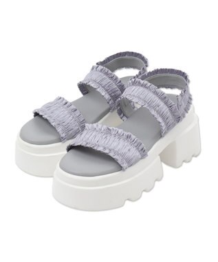 WEGO 厚底フリルギャザーサンダル ライトグレー