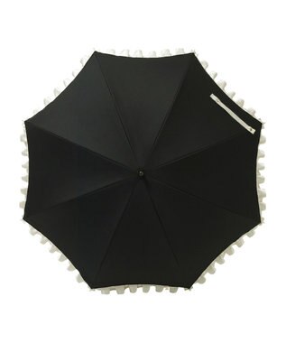 MOONBAT 【一級遮光/晴雨兼用】LANVIN en Bleu (ランバン オン ブルー) 長傘 日傘 シャイニーフリル 遮光 遮熱 UV ブラック