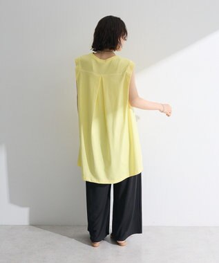 Green Parks 配色ステッチノースリーブチュニック Yellow