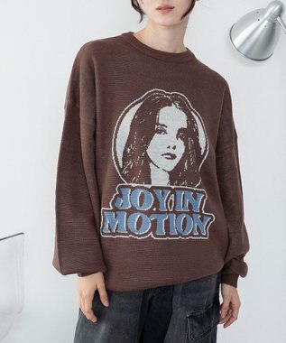 WEGO 【洗える】グラフィックニットBIGプルオーバー 柄5