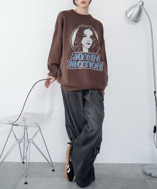 WEGO 【洗える】グラフィックニットBIGプルオーバー 柄5