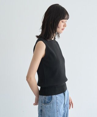 YECCA VECCA 【マシンウォッシャブル】ノースリーブリブニット Black