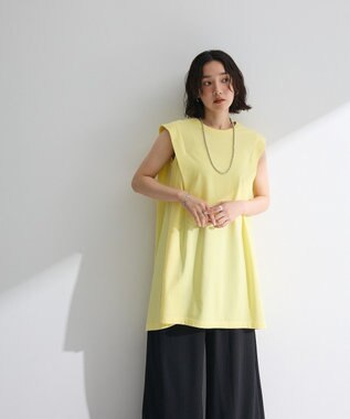 Green Parks 配色ステッチノースリーブチュニック Yellow