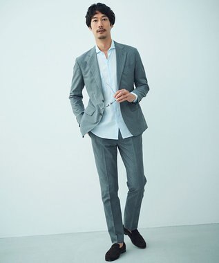 GOTAIRIKU ノルマンディリネン使用【洗える】カッタウェイカラー ソフトリネンシャツ サックスブルー系