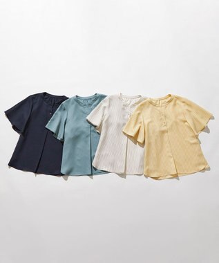 ANY SIS スムージーポリエステル スキッパー ブラウス イエローストライプ