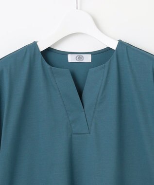 J.PRESS LADIES L 【接触冷感】プレーティングジャージー フレンチスリーブ カットソー シーブルー系