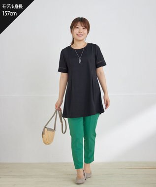 Tiaclasse L 【洗える・接触冷感・紫外線ケア・サラごこち】はしごレースチュニック ブラック