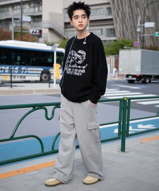 WEGO 【ユニセックス着用ITEM/MLサイズ展開】シャギーグラフィックプルオーバー ブラック