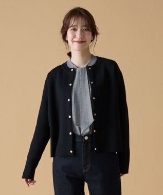 ANY 【UVカット・洗濯機可】クロップド丈スナップカーディガン ブラック