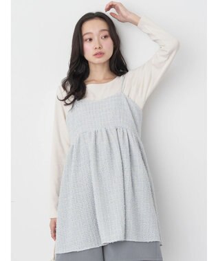 earth music&ecology ツイードキャミチュニック Blue